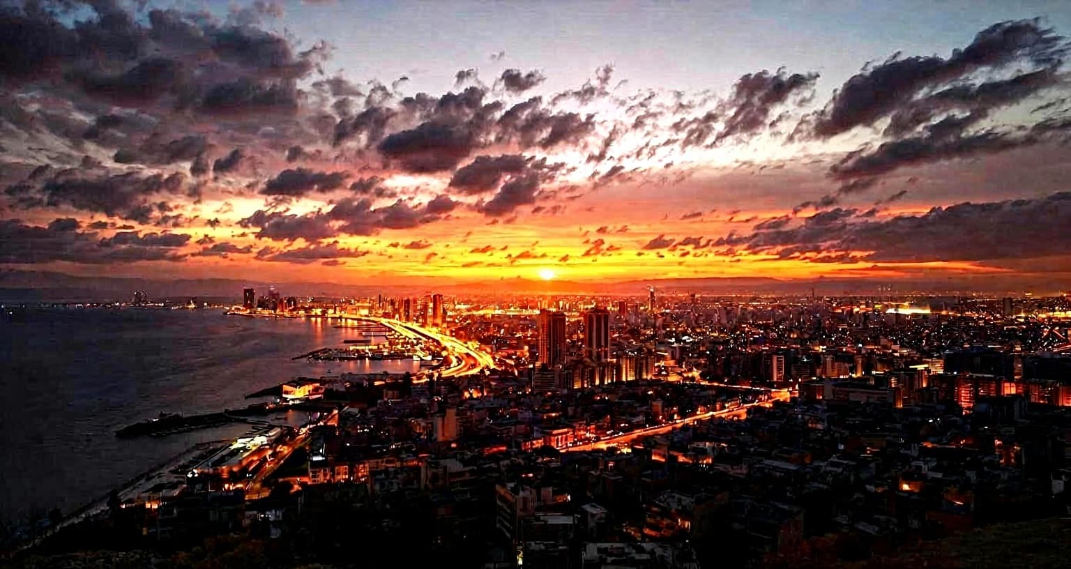 Sunrise over Beirut coastline