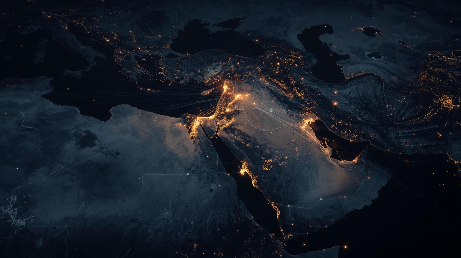 Regional network map centered on the Middle East